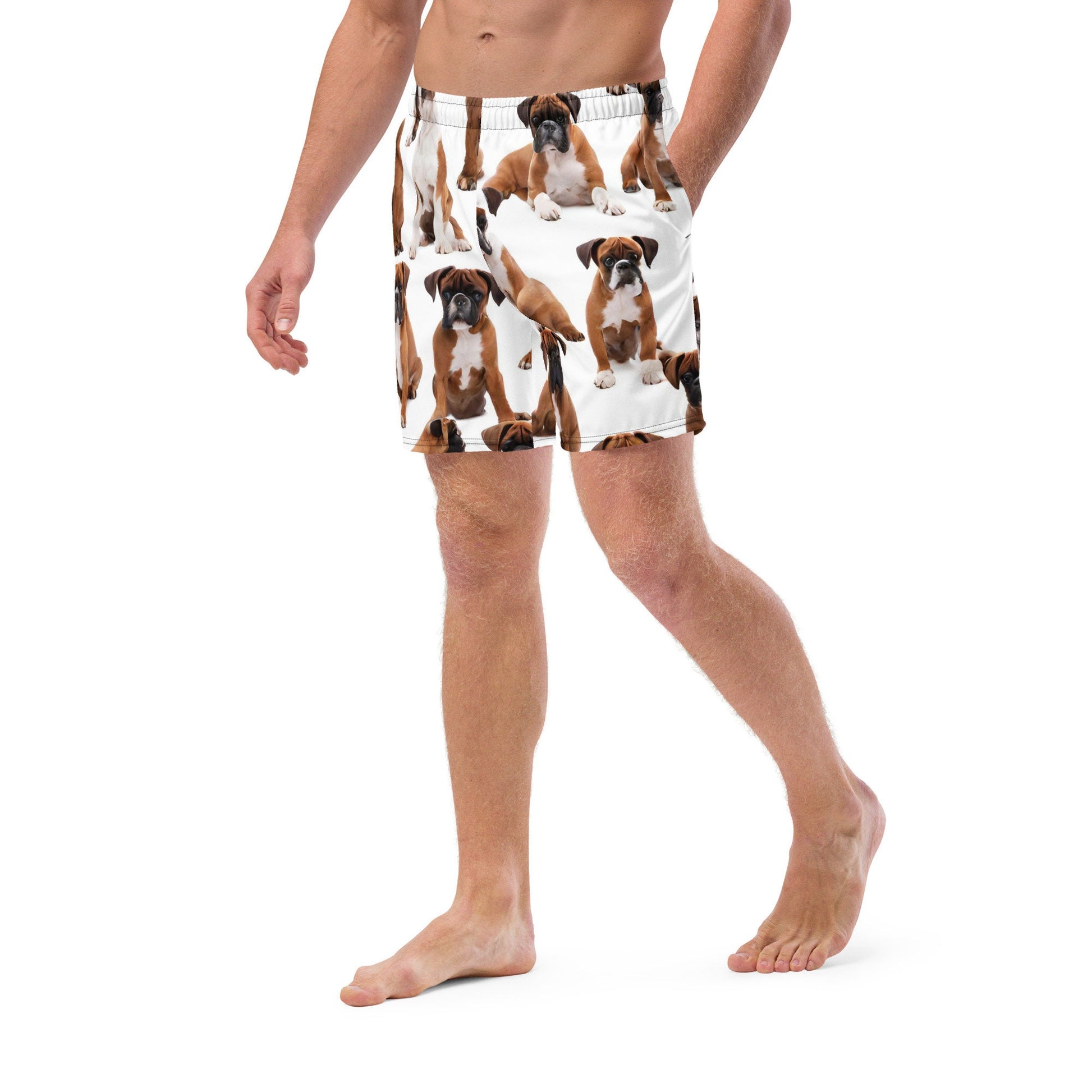 Men&#39;s XS-6XL Swim Trunks Pet Lovers Dog Design Silky Inner Liner Drawcord