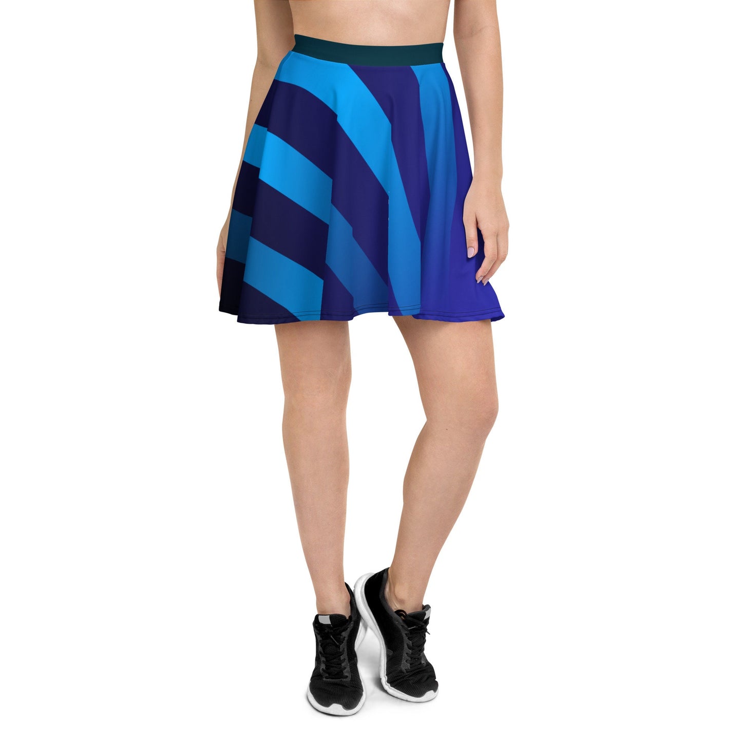 New Women&#39;s Skater Skirt XS-3XL Flare Mid-Thigh Blue Moisture Wicking UPF50+