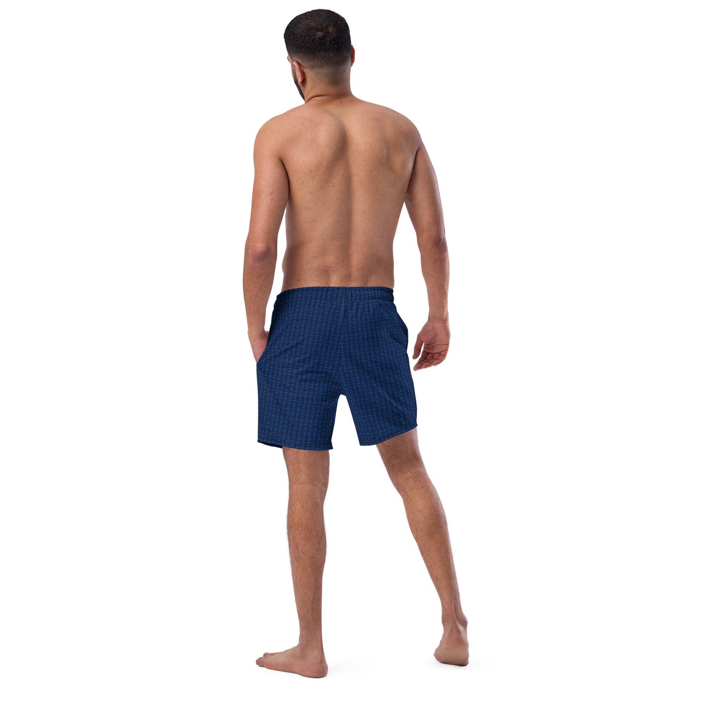 Men&#39;s XS-6XL Swim Trunks Dark Blue Mid Long Inner Liner Drawcord UPF50+