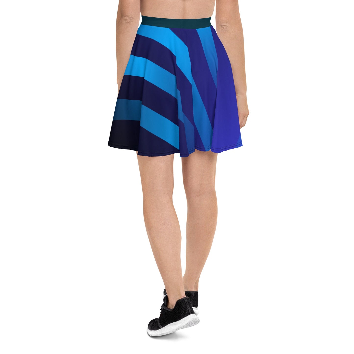 New Women&#39;s Skater Skirt XS-3XL Flare Mid-Thigh Blue Moisture Wicking UPF50+