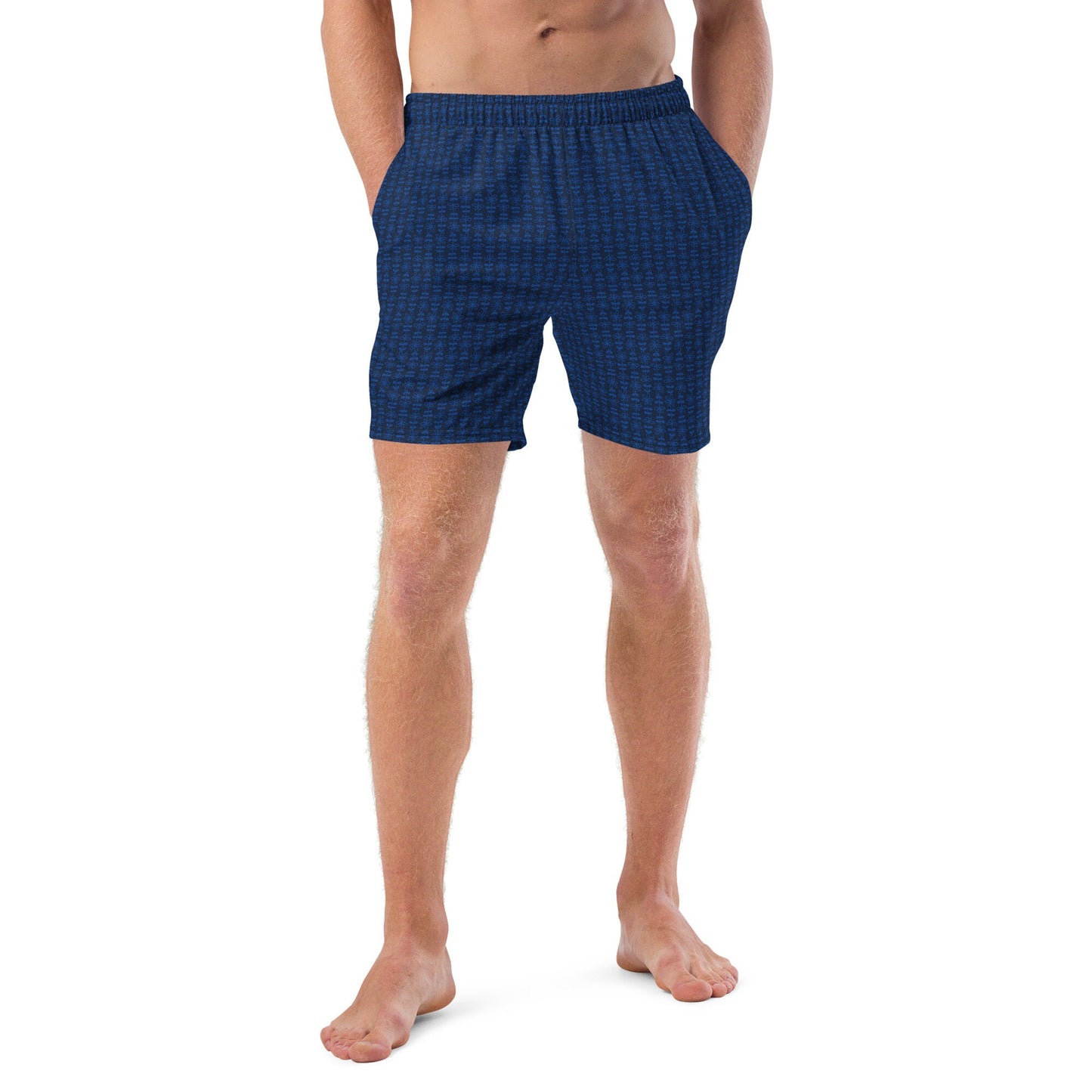 Men&#39;s XS-6XL Swim Trunks Dark Blue Mid Long Inner Liner Drawcord UPF50+