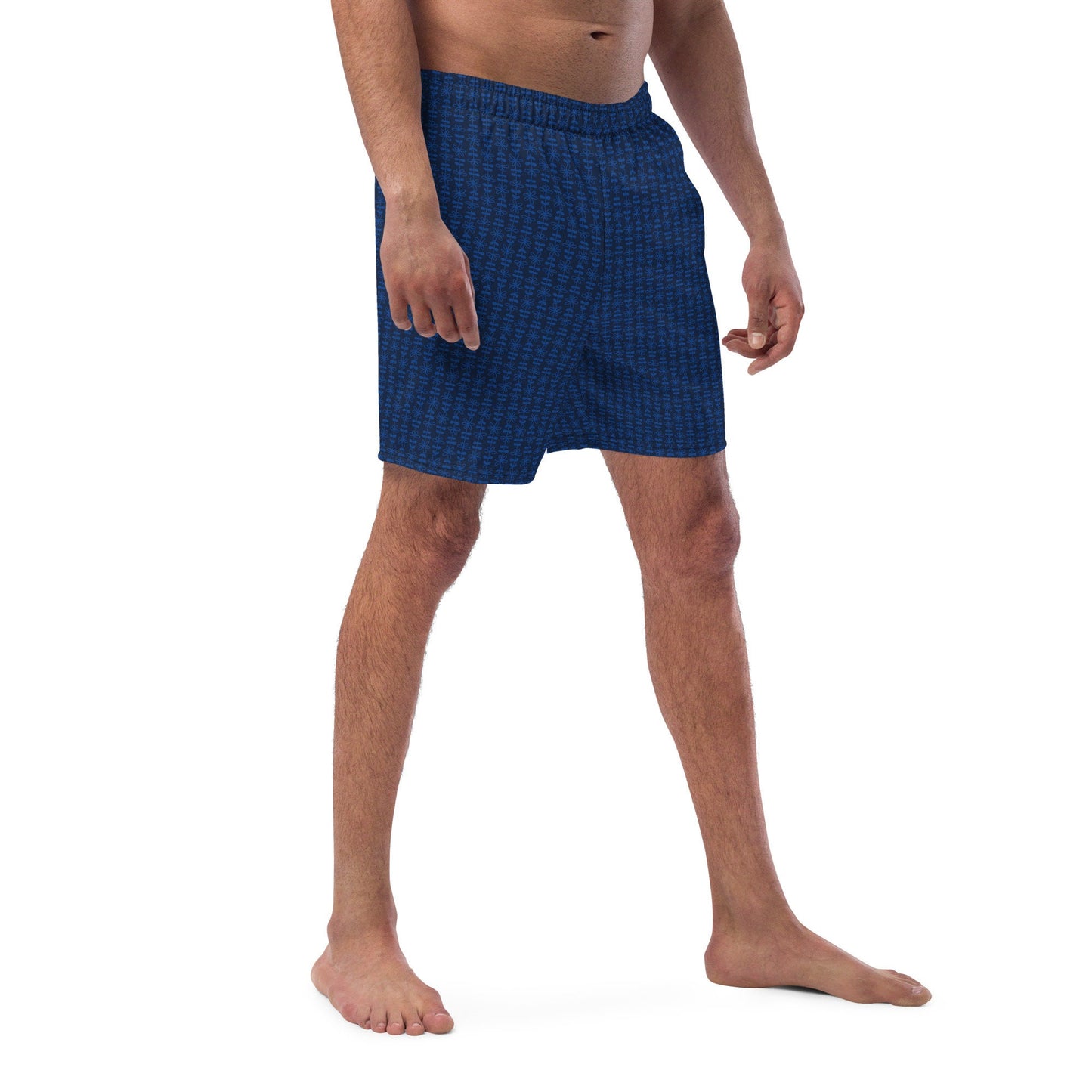 Men&#39;s XS-6XL Swim Trunks Dark Blue Mid Long Inner Liner Drawcord UPF50+